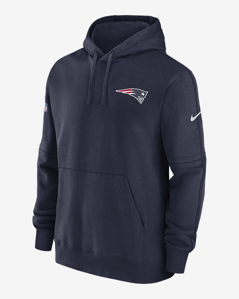 Felpa pullover con cappuccio New England Patriots Sideline Club Nike NFL – Uomo - College Navy