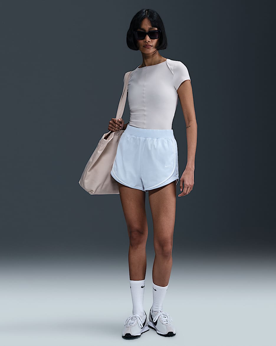 Nike Sportswear Collection Women's Mid-Rise Twill Shorts - Blue Tint/Sail/Sail