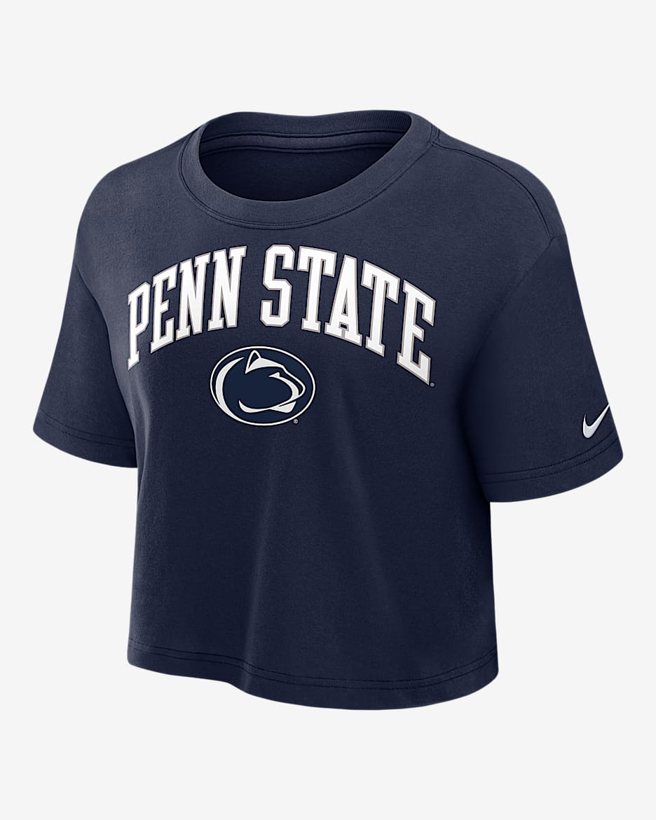 Penn State Athletic Prep Arch Women's Nike Dri-FIT College Cropped T-Shirt - Navy