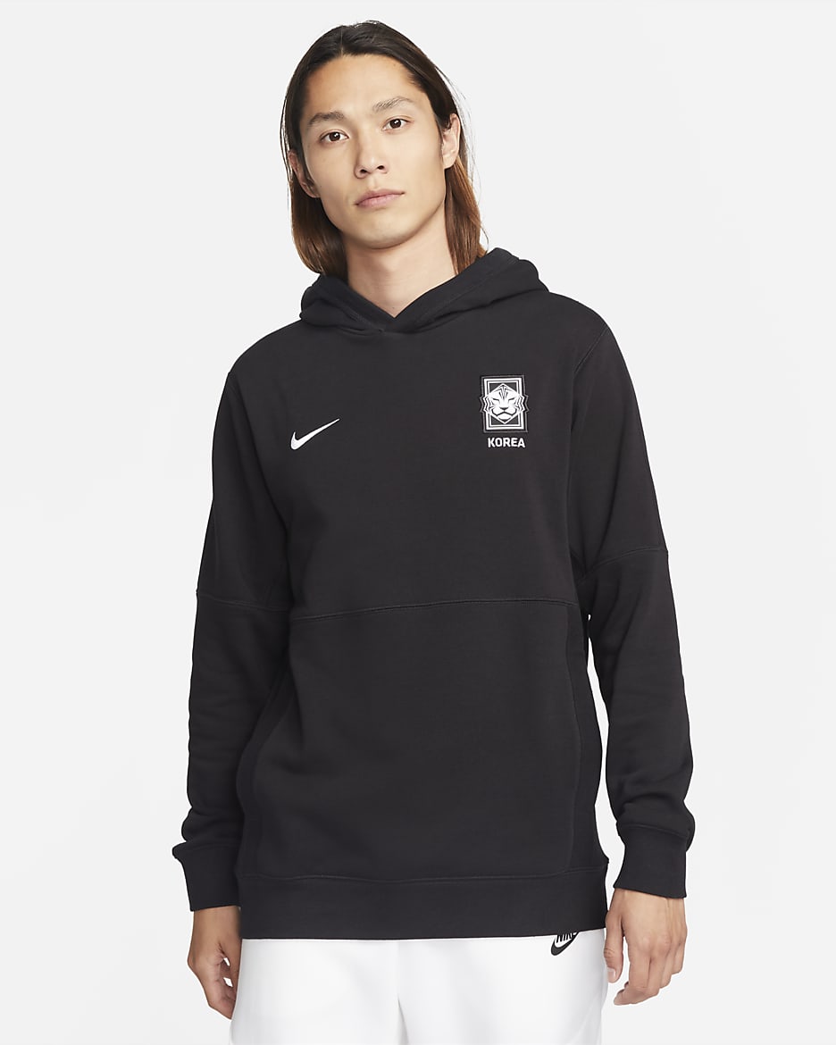 Korea Men's French Terry Soccer Hoodie - Black/White