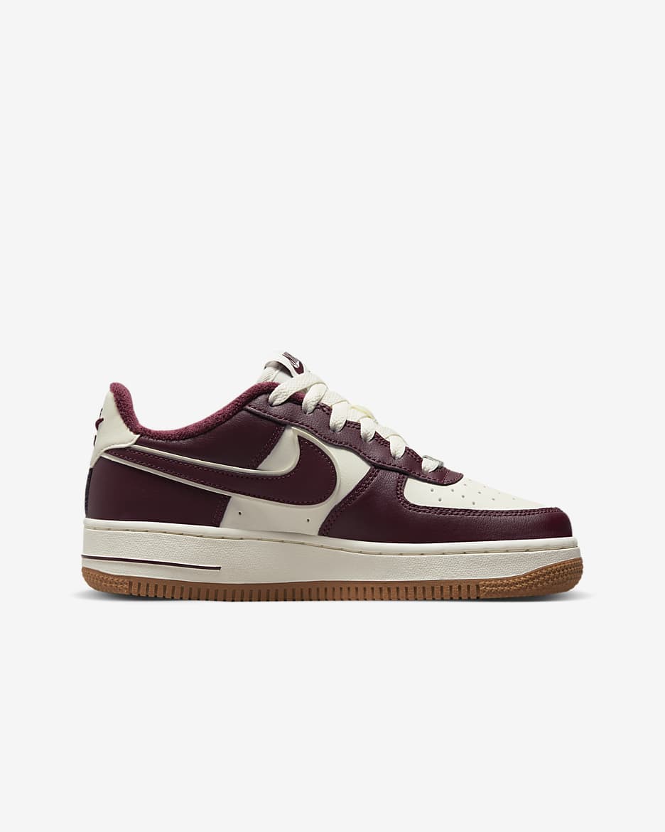 Nike Air Force 1 LV8 3 Older Kids' Shoes - Sail/Gum Medium Brown/Grey Fog/Night Maroon