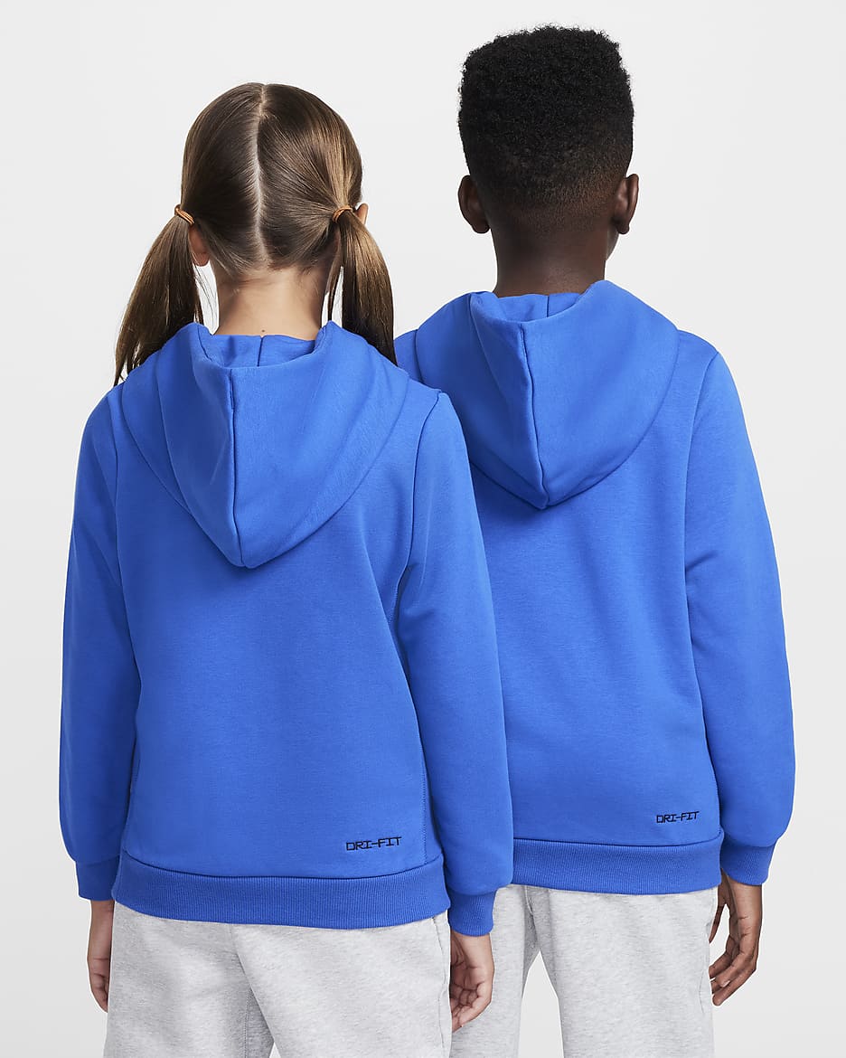 Nike Standard Issue Big Kids' Dri-FIT Fleece Basketball Hoodie - Game Royal/Pale Ivory