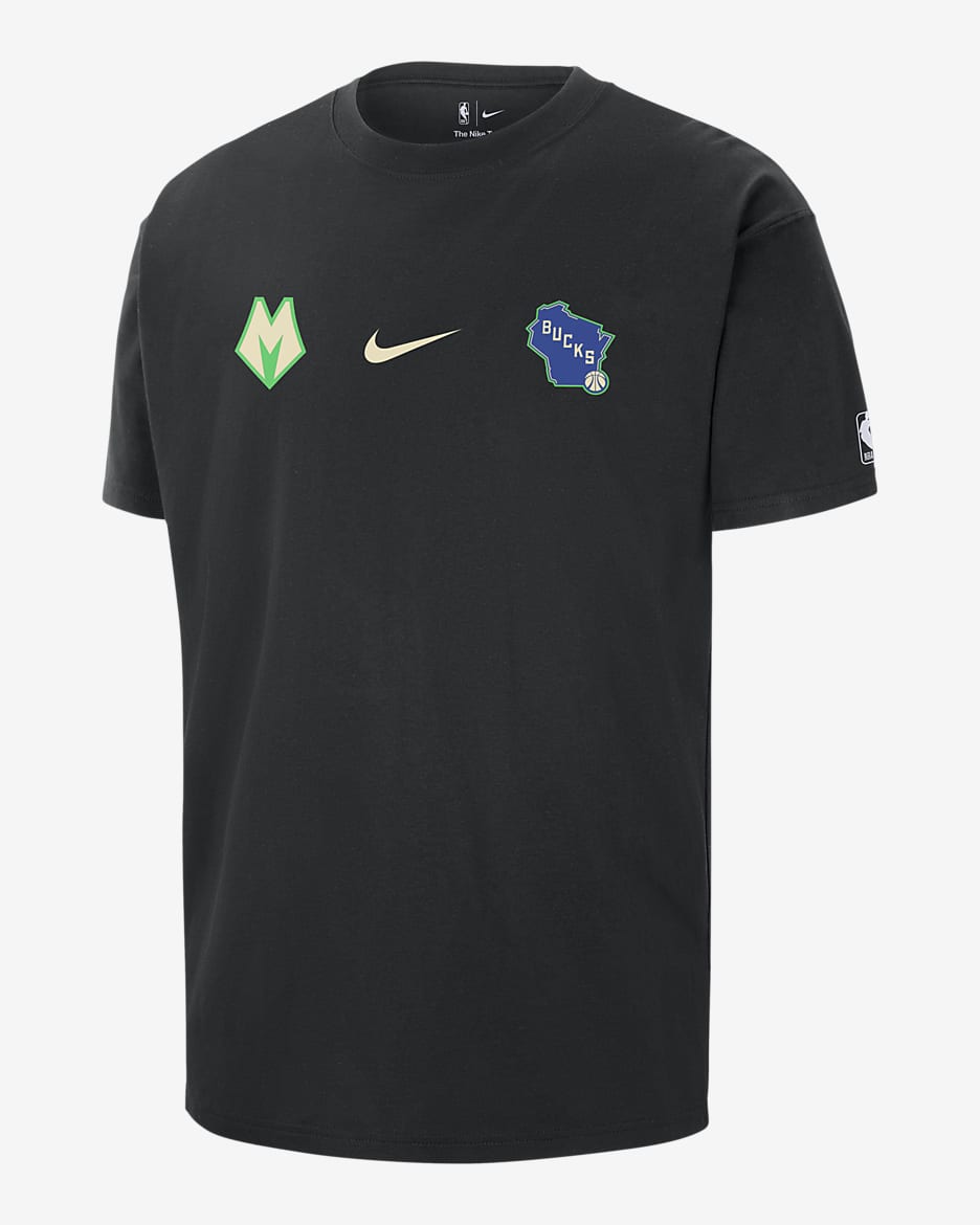 Milwaukee Bucks 2023/24 City Edition Men's Nike NBA Courtside Max90 T-Shirt - Black