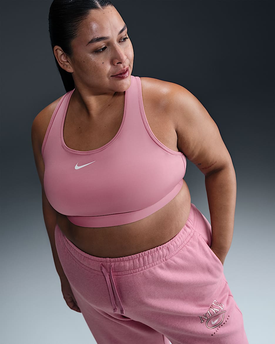 Nike Swoosh Medium Support Women's Padded Sports Bra (Plus Size) - Elemental Pink/White