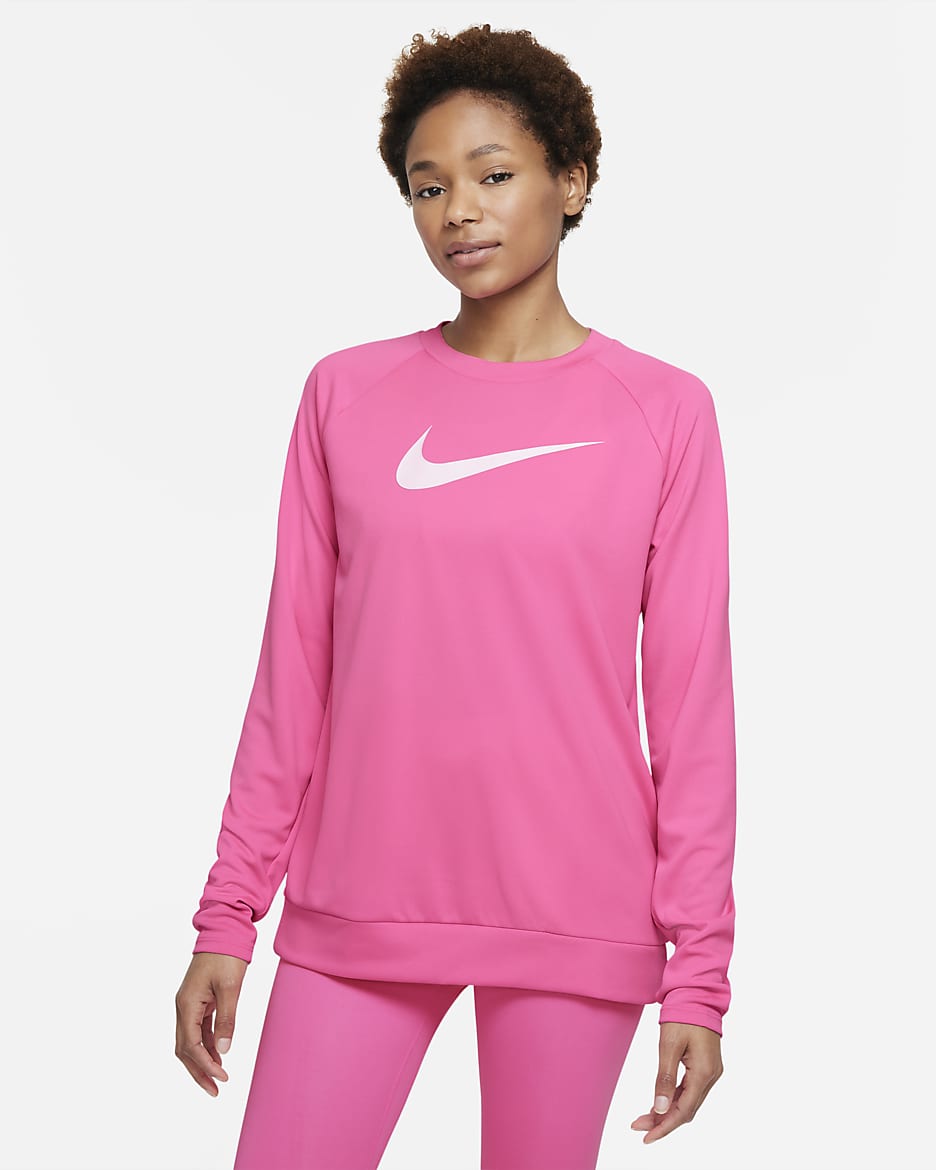 Nike Swoosh Run Women’s Running Crew - Pink Glow/White
