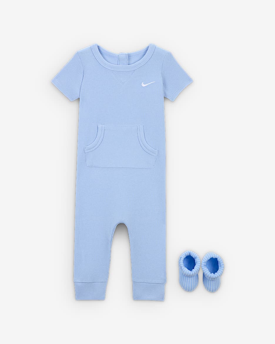 Nike Baby Rib Knit Romper and Socks Set - Cobalt Bliss