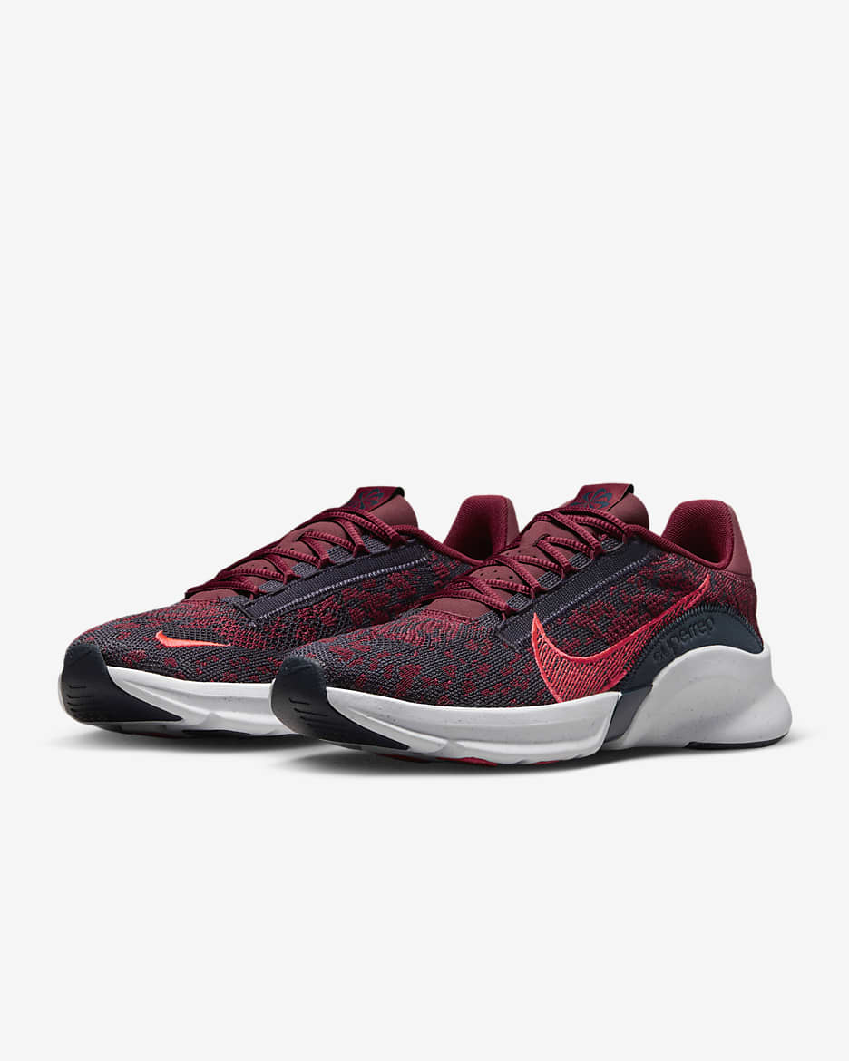 Nike SuperRep Go 3 Next Nature Flyknit Men's Workout Shoes - Team Red/Cave Purple/Blackened Blue/Bright Crimson