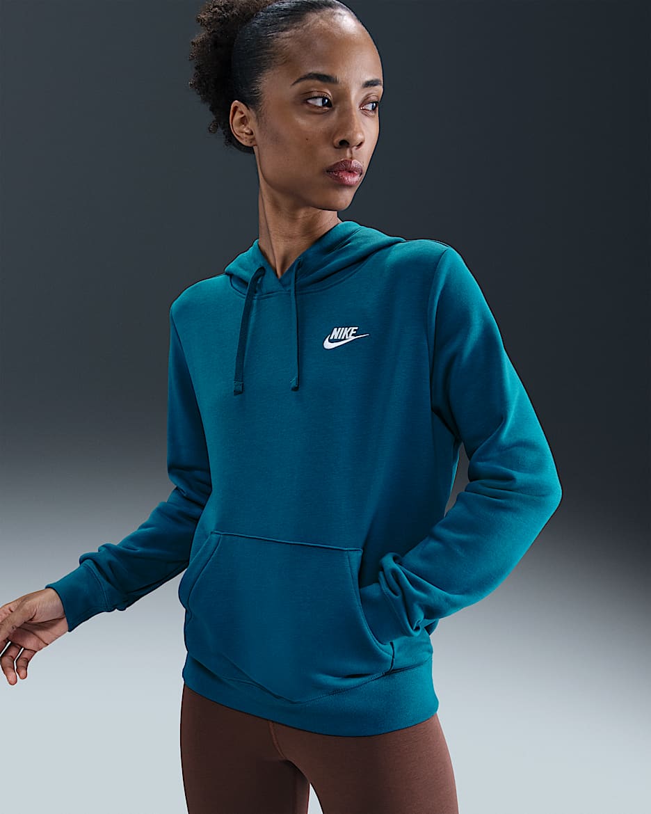 Sudadera con gorro sin cierre para mujer Nike Sportswear Club Fleece - Verde abismo/Blanco