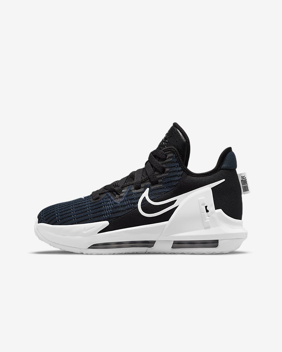 Calzado de básquetbol para niños talla grande LeBron Witness 6 - Negro/Obsidiana oscuro/Blanco