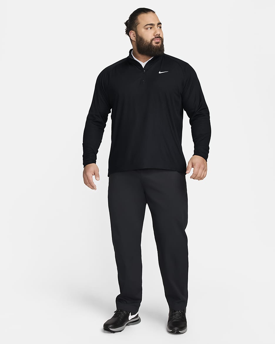 Pánské golfové tričko Nike Tour Dri-FIT ADV s polovičním zipem - Černá/Černá/Bílá