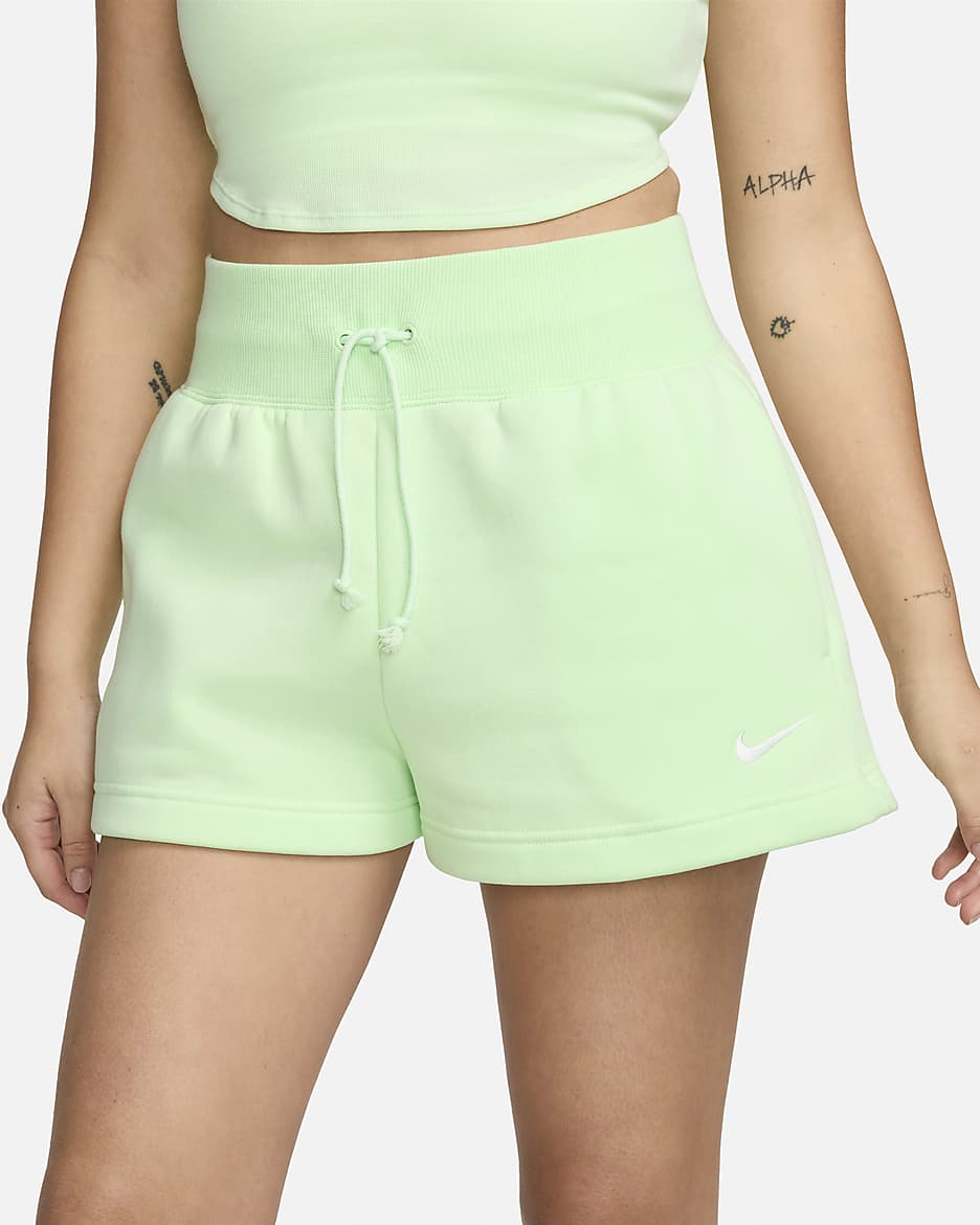 Shorts de ajuste holgado y tiro alto para mujer Nike Sportswear Phoenix Fleece - Verde vapor/Vela