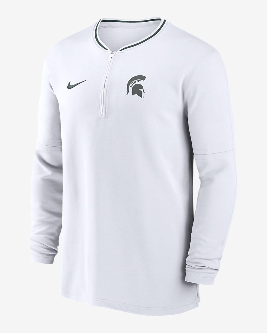 Michigan State Spartans Sideline Coach Men's Nike Dri-FIT College 1/2-Zip Long-Sleeve Top - White