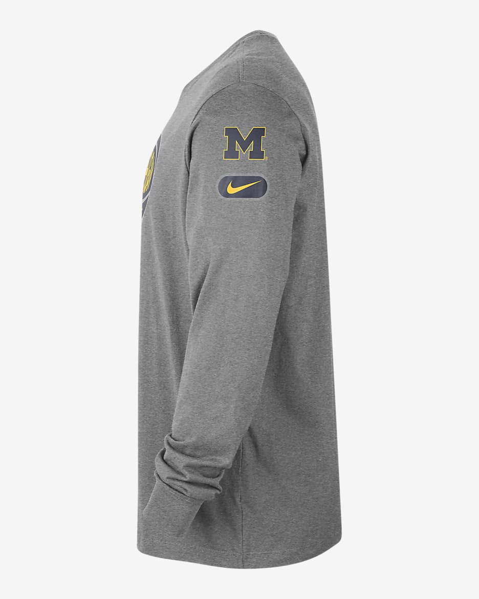 Michigan Fast Break Men's Nike College Long-Sleeve T-Shirt - Dark Grey Heather