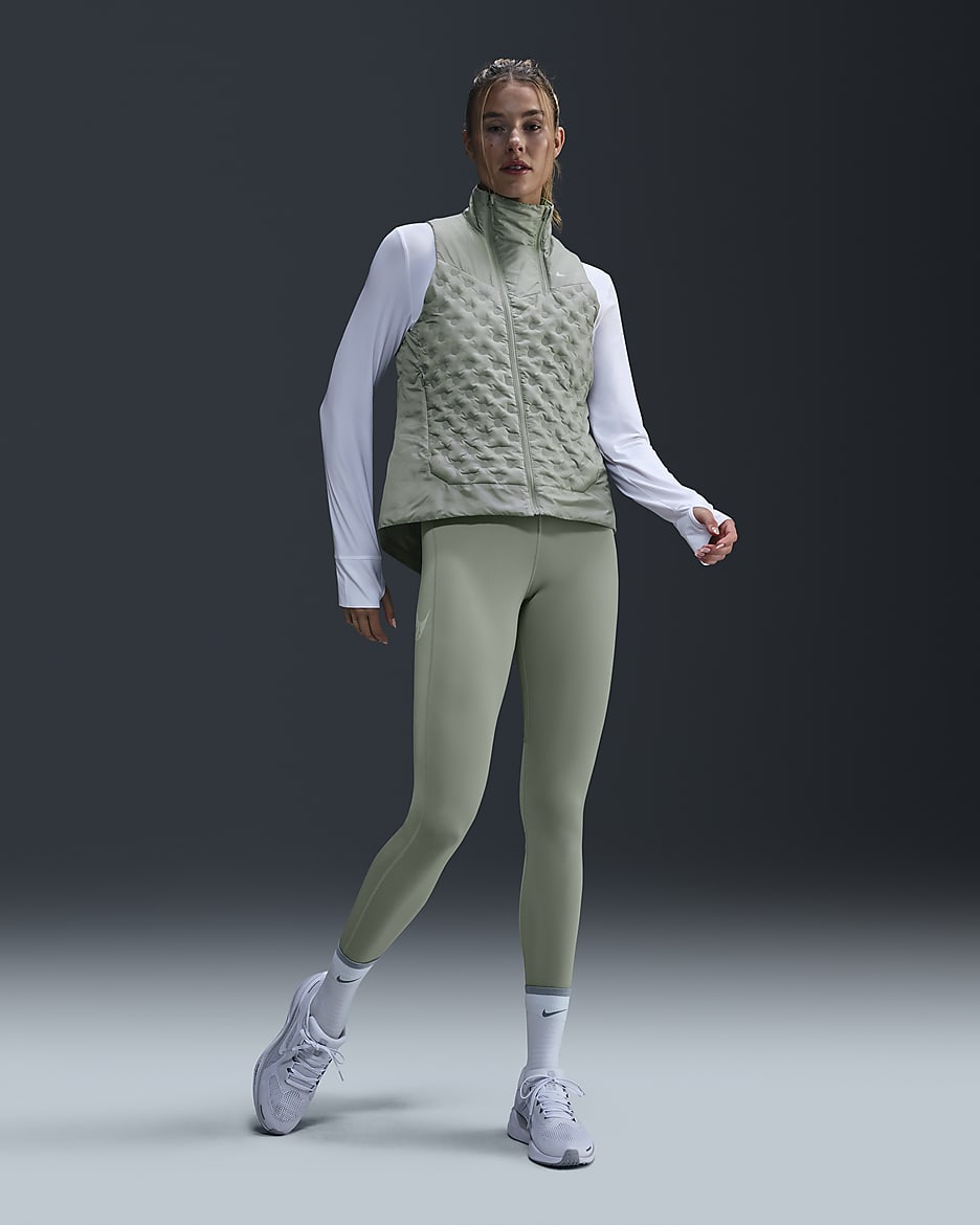 Nike Fast 7/8-Lauf-Leggings mit mittelhohem Bund und Taschen für Damen - Jade Horizon/Light Silver