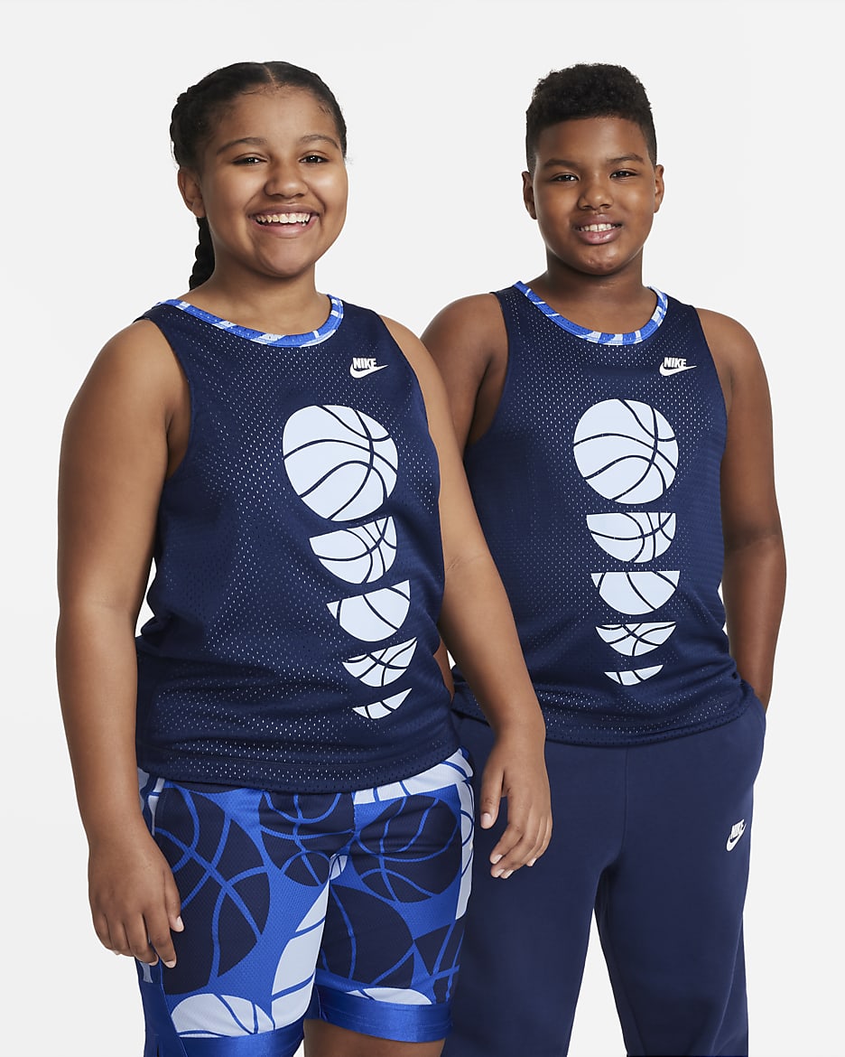 Nike Culture of Basketball Big Kids' (Boys') Reversible Basketball Jersey (Extended Size) - Midnight Navy/Cobalt Bliss/White