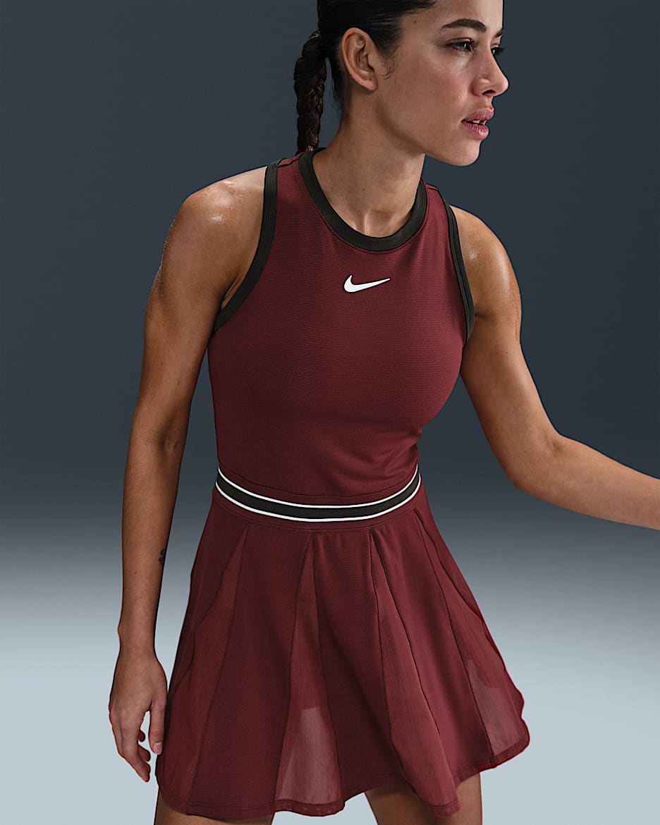 NikeCourt Slam Dri-FIT Kadın Tenis Elbisesi - Dark Team Red/Sequoia/Dark Team Red/Beyaz