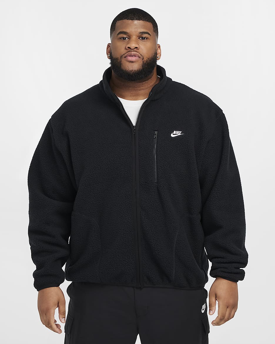 Nike Sportswear Club Men's Fleece Jacket - Black/White