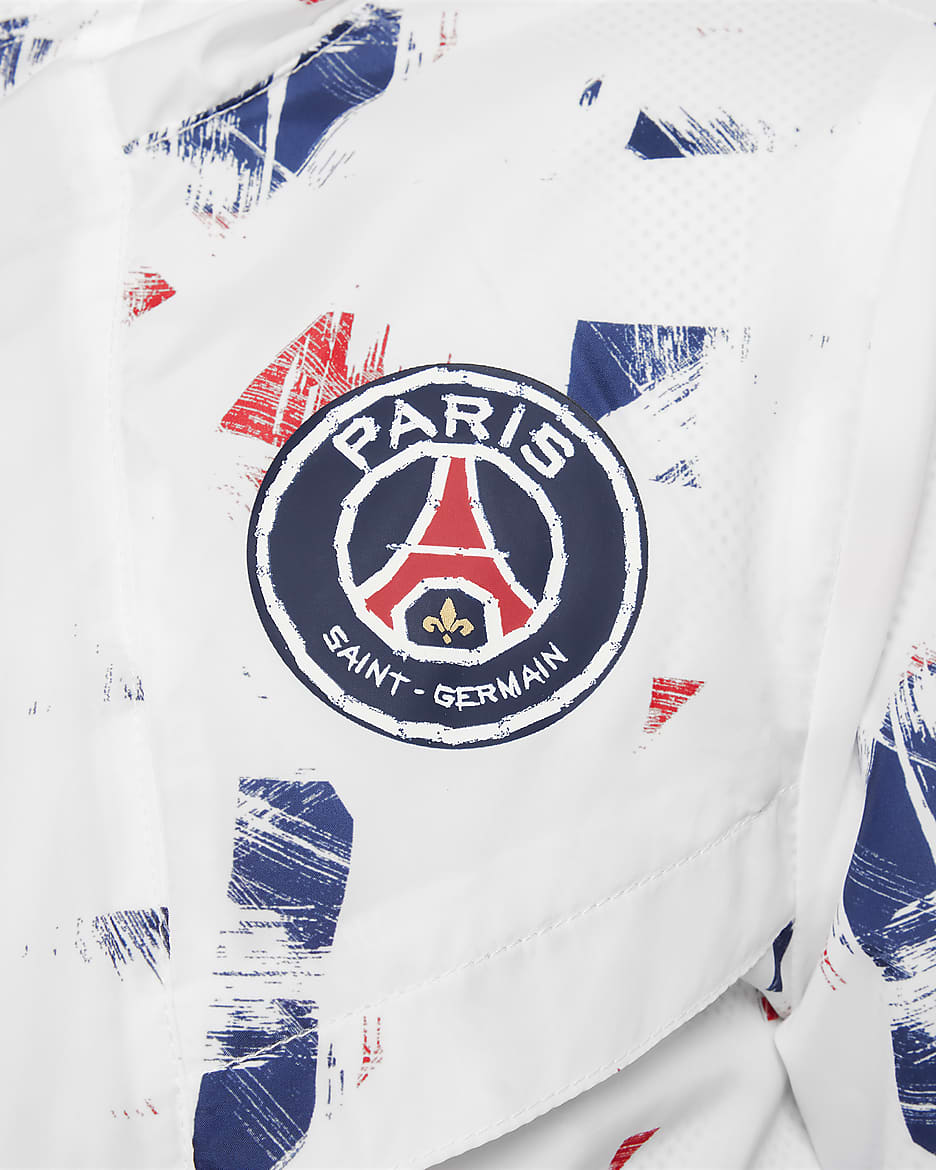 Paris Saint-Germain Amplify Windrunner Older Kids' (Boys') Nike Football Anorak Jacket - White/White/Metallic Gold