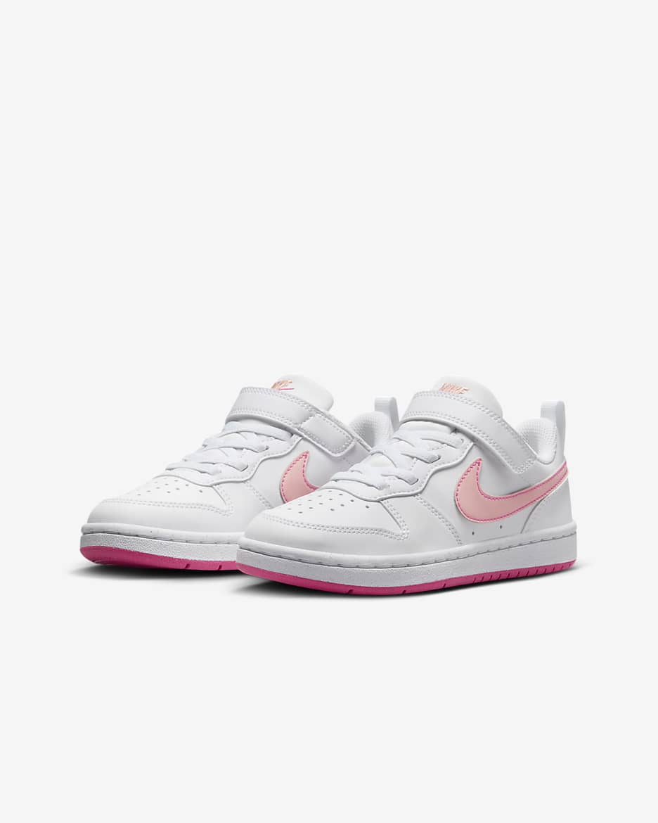 Nike Court Borough Low Recraft Little Kids' Shoes - White/Pinksicle/Arctic Orange