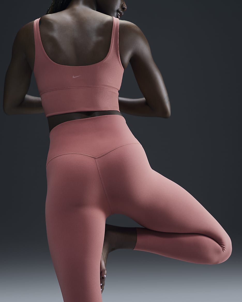 Nike Zenvy 7/8-legging met iets ondersteunende hoge taille voor dames - Canyon Pink/Zwart