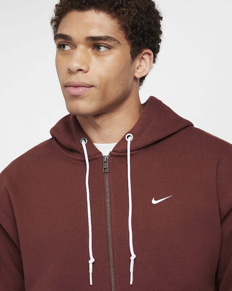 Nike Solo Swoosh Men's Full-Zip Hoodie - Dark Pony/White