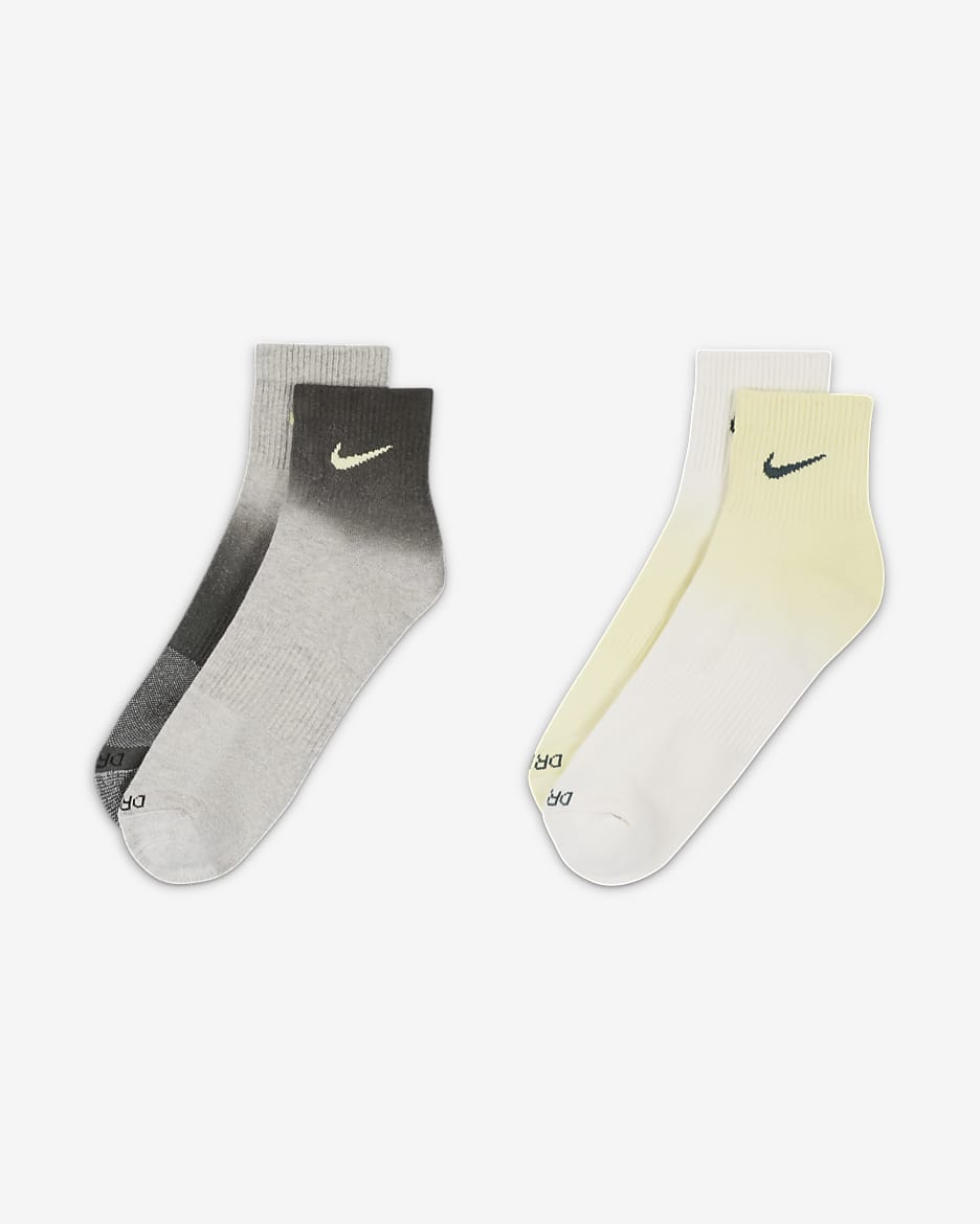 Meias pelo tornozelo com amortecimento Nike Everyday Plus (2 pares) - Multicolor