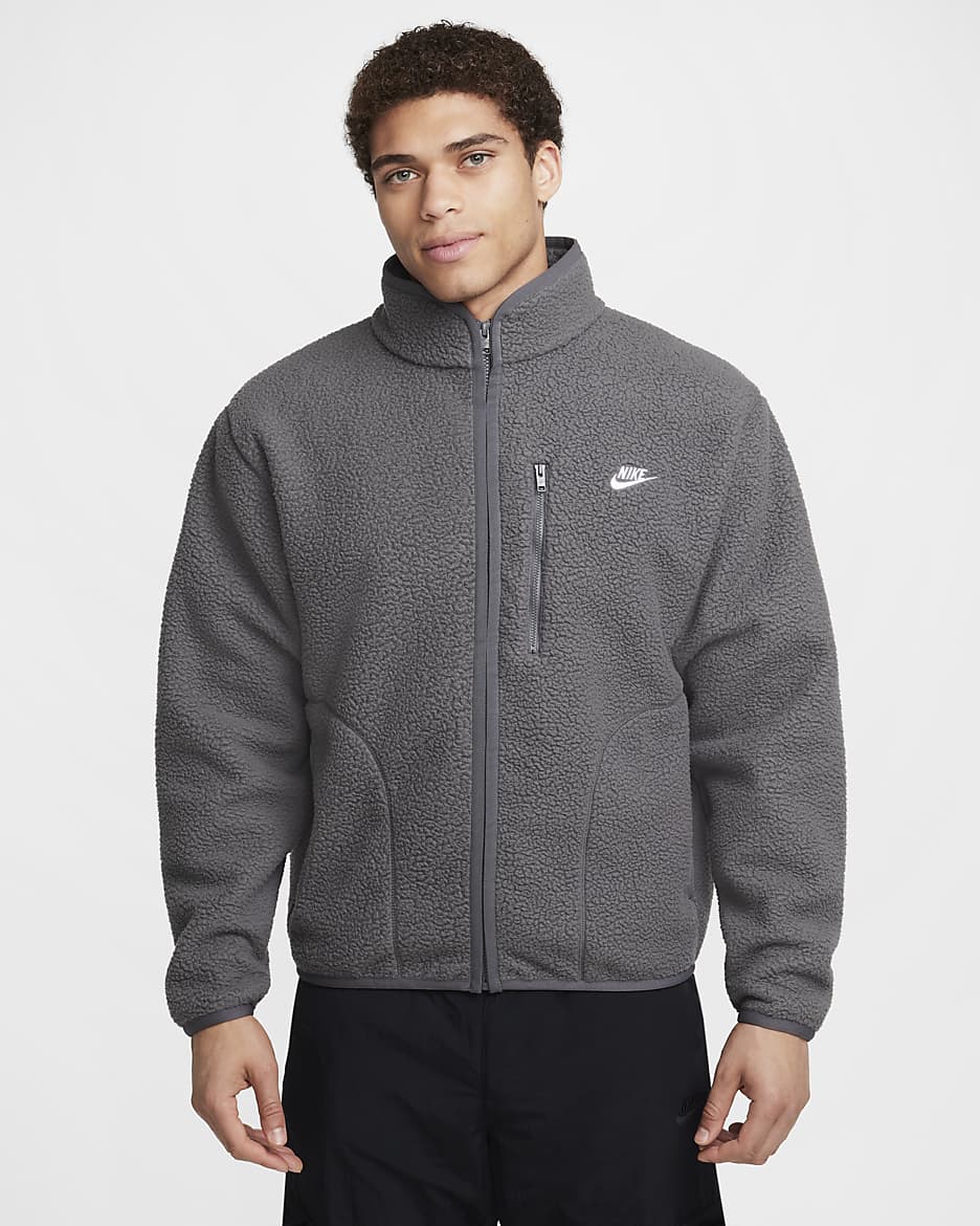 Nike Sportswear Club Men's Fleece Jacket - Iron Grey/White