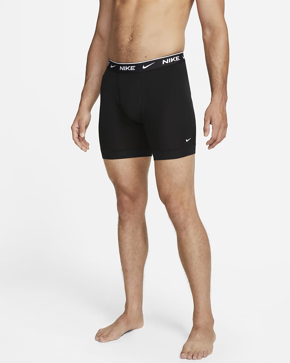 Nike Dri-FIT Essential Cotton Stretch Ropa interior para hombre (paquete de 3) - Negro