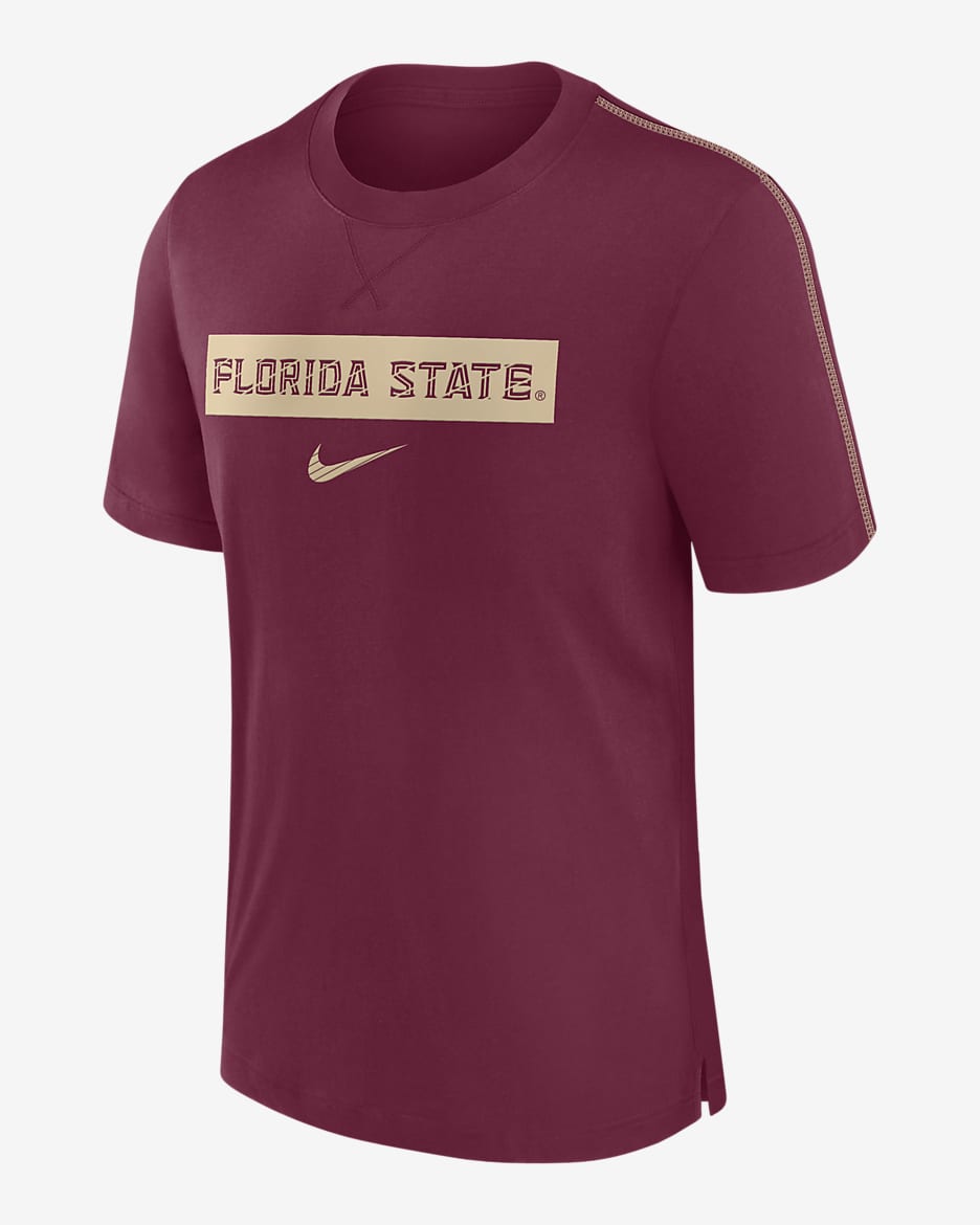 Playera universitaria Nike Dri-FIT para hombre Florida State Seminoles Sideline Player - Granate