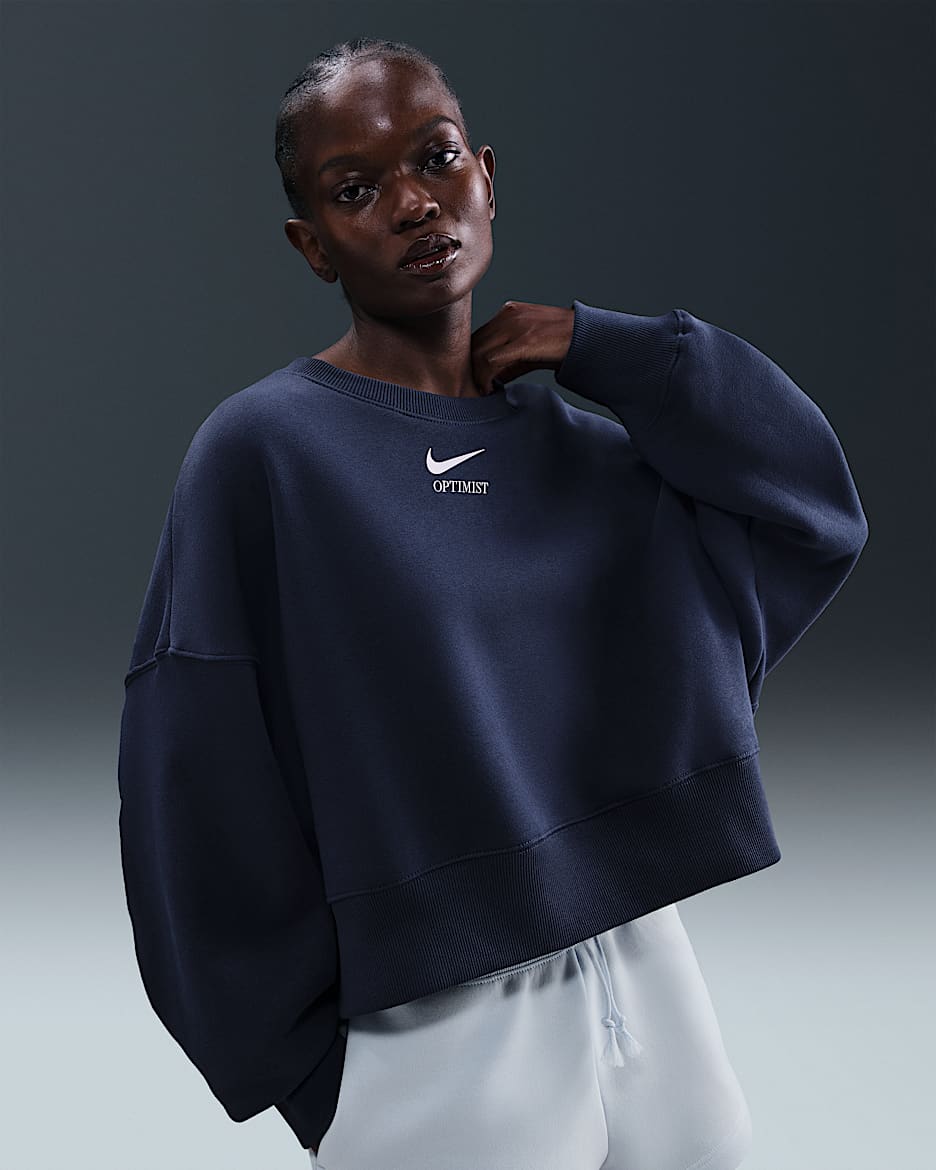 Nike Sportswear Phoenix Fleece Oversize-Rundhalsshirt (Damen) - Midnight Navy/Doll