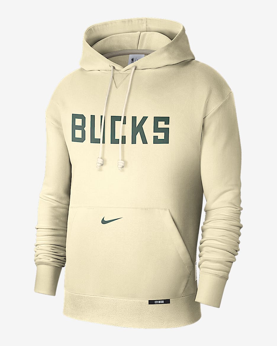 Milwaukee Bucks Standard Issue City Edition Men's Nike Dri-FIT NBA Courtside Hoodie - Flat Opal/Fir