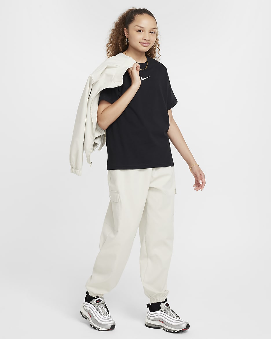 Nike Sportswear Girls' Cargo Trousers - Light Bone/White