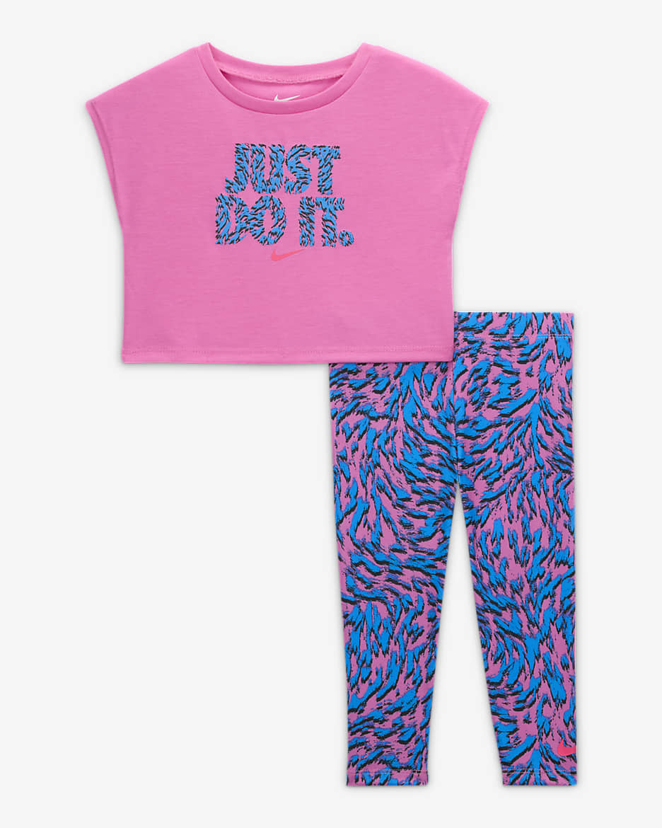 Nike Dri-FIT Conjunto de leggings de 2 piezas para bebé (12 a 24 meses) - Rosa alegre