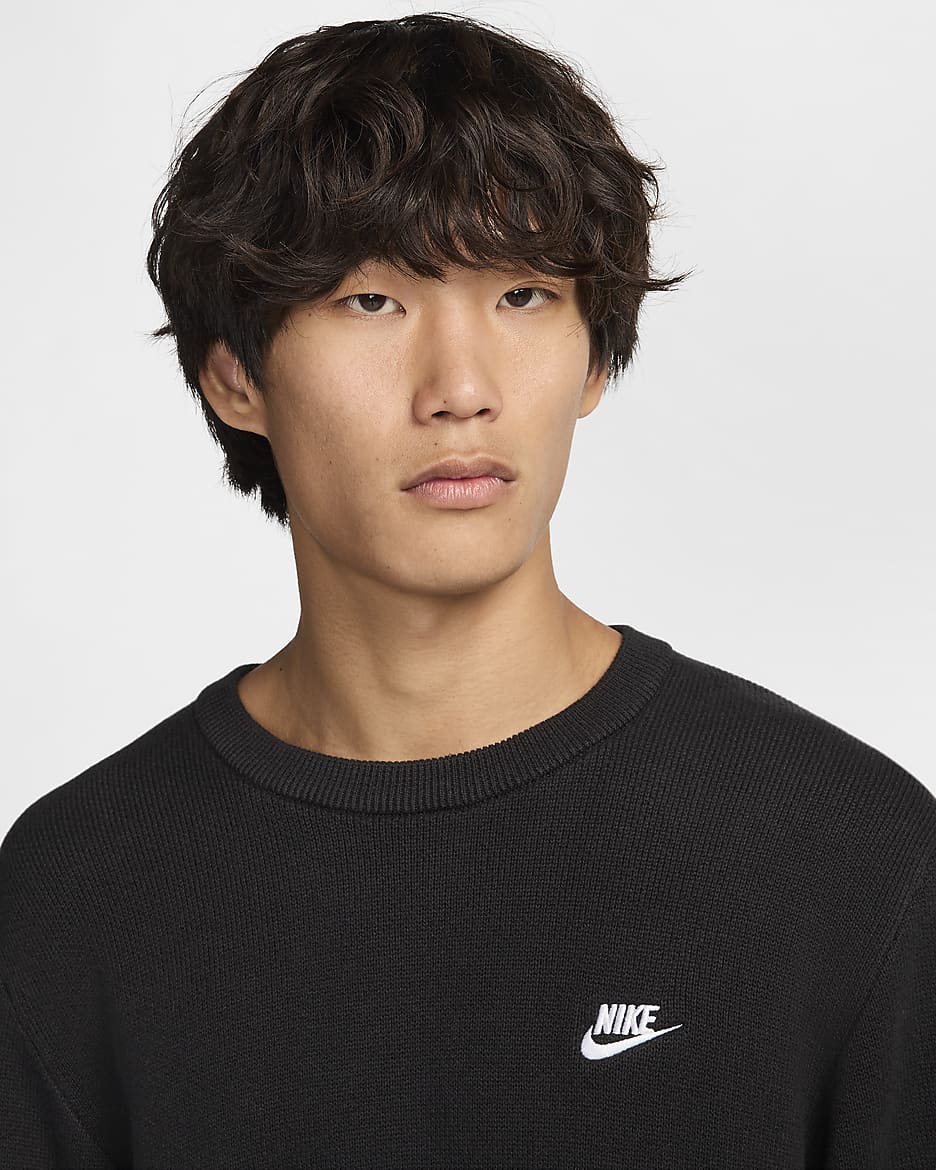 Nike Club Men's Crew-Neck Jumper - Black/White