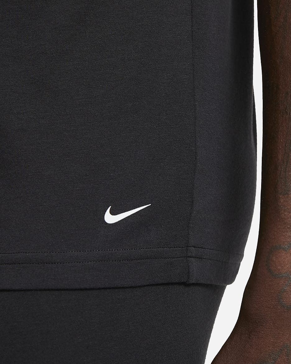 Nike Everyday Cotton Stretch Men's Slim Fit Crew-Neck Undershirt (2-Pack) - Black/Black