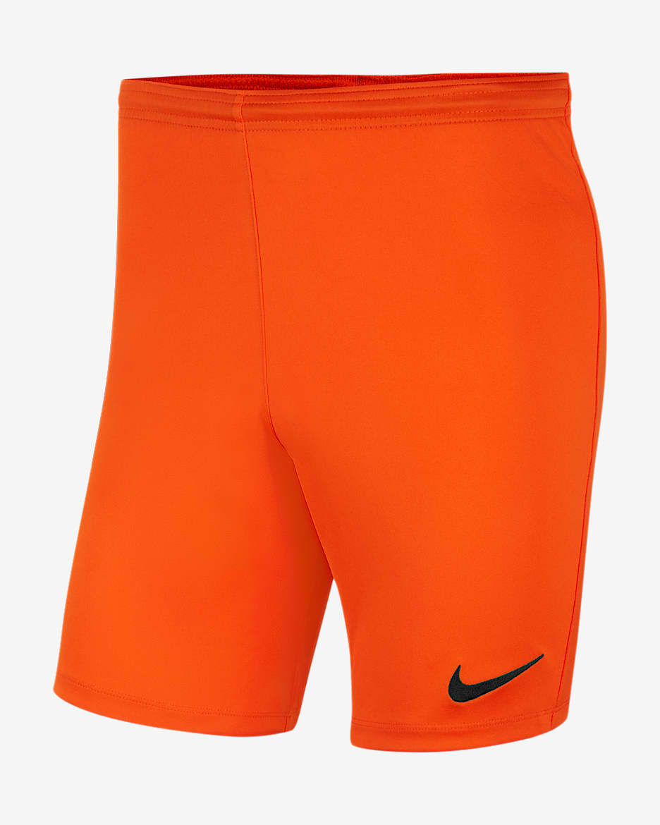 Nike Dri-FIT Park 3 Men's Knit Soccer Shorts - Safety Orange/Black