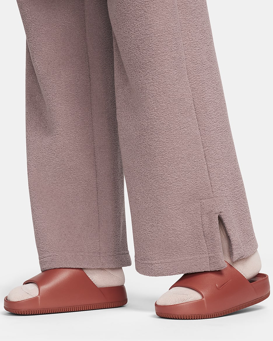 Nike Sportswear Phoenix Plush Women's High-Waisted Wide-Leg Cozy Fleece Pants - Smokey Mauve/Black