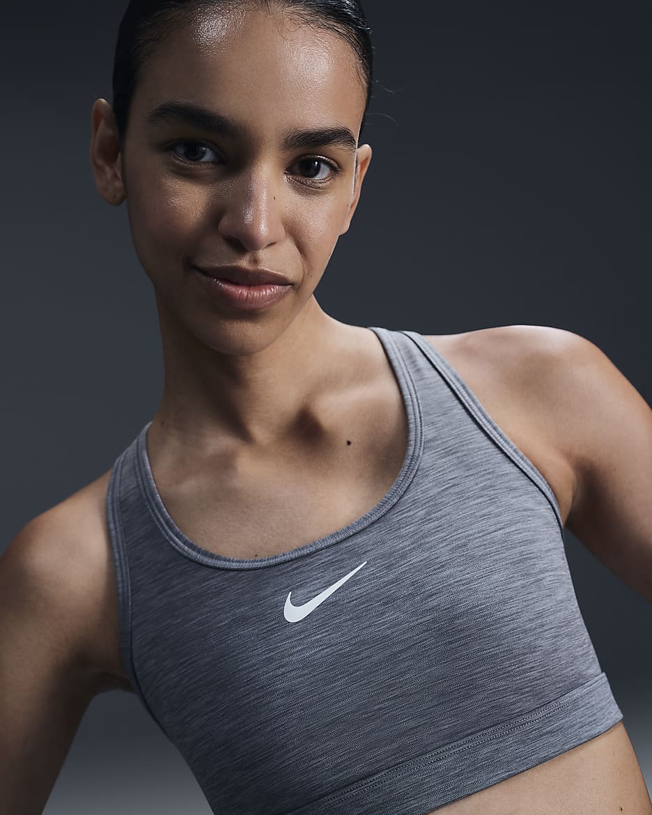 Nike Swoosh Medium Support Women's Padded Sports Bra - Smoke Grey/Pure/White