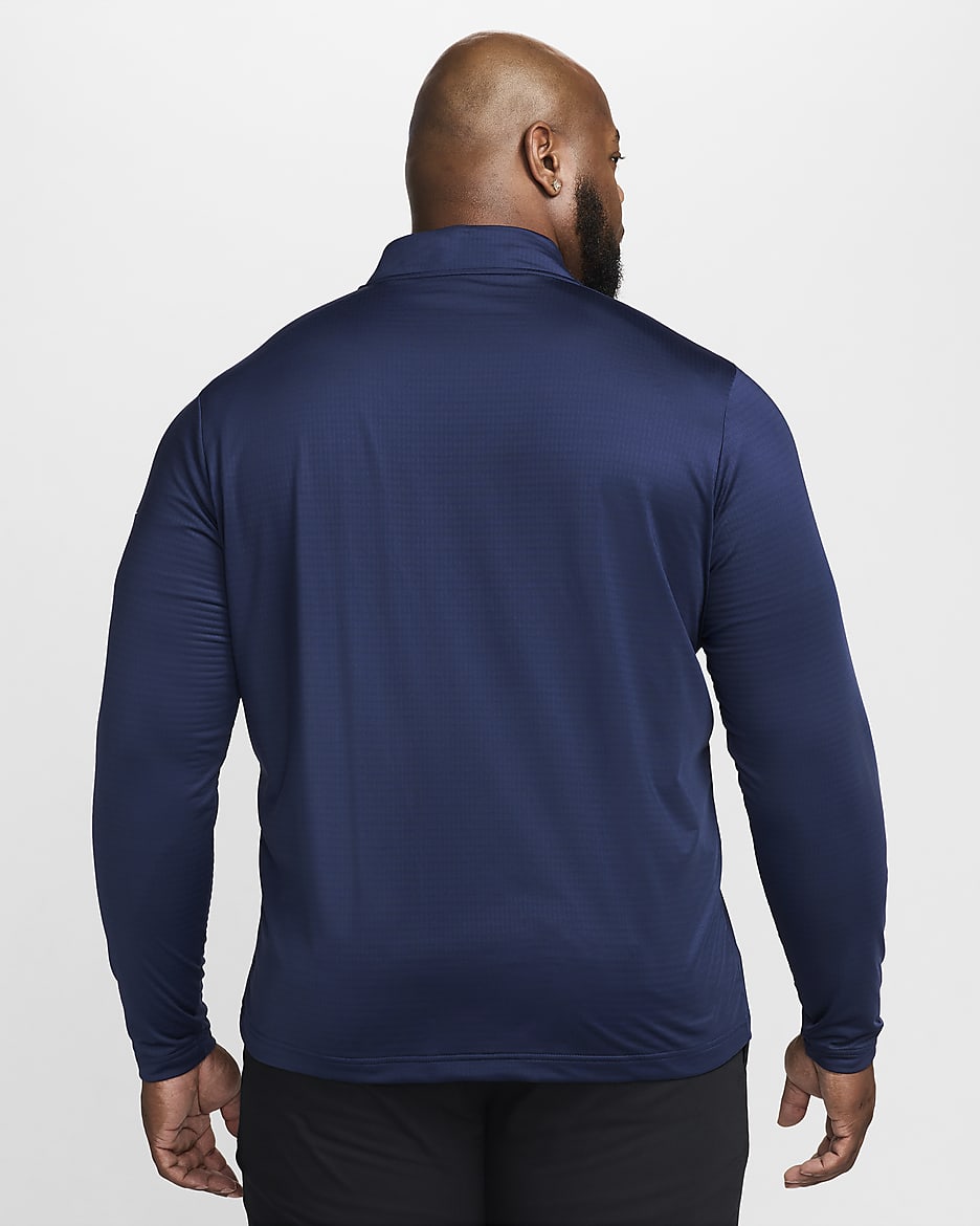 Nike Victory Dri-FIT golfoverdel med glidelås i halsen til herre - Midnight Navy/Hvit