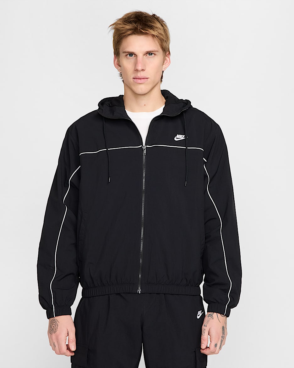Nike Club Men's Hooded Jacket - Black/White/White