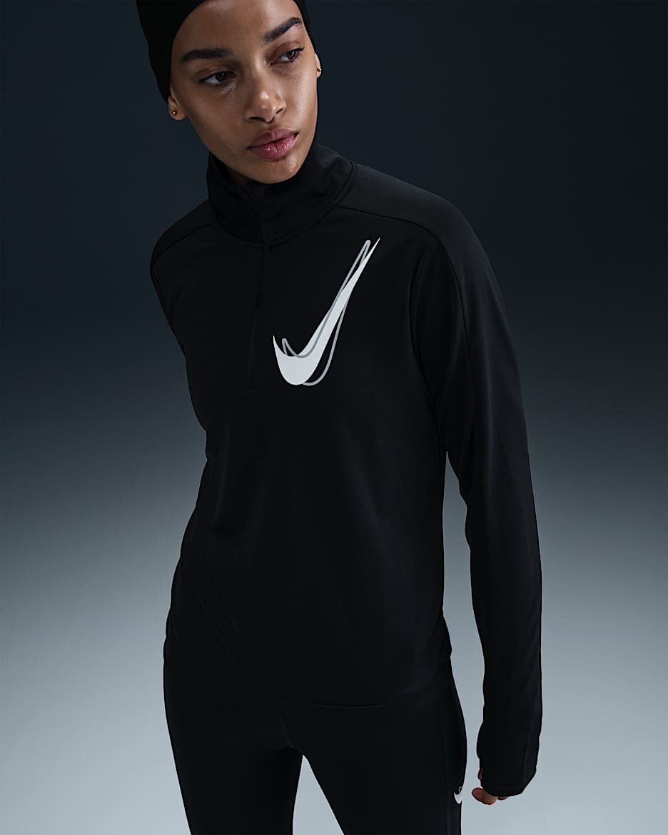 Nike Swoosh Women's Dri-FIT 1/2-Zip Running Mid Layer - Black