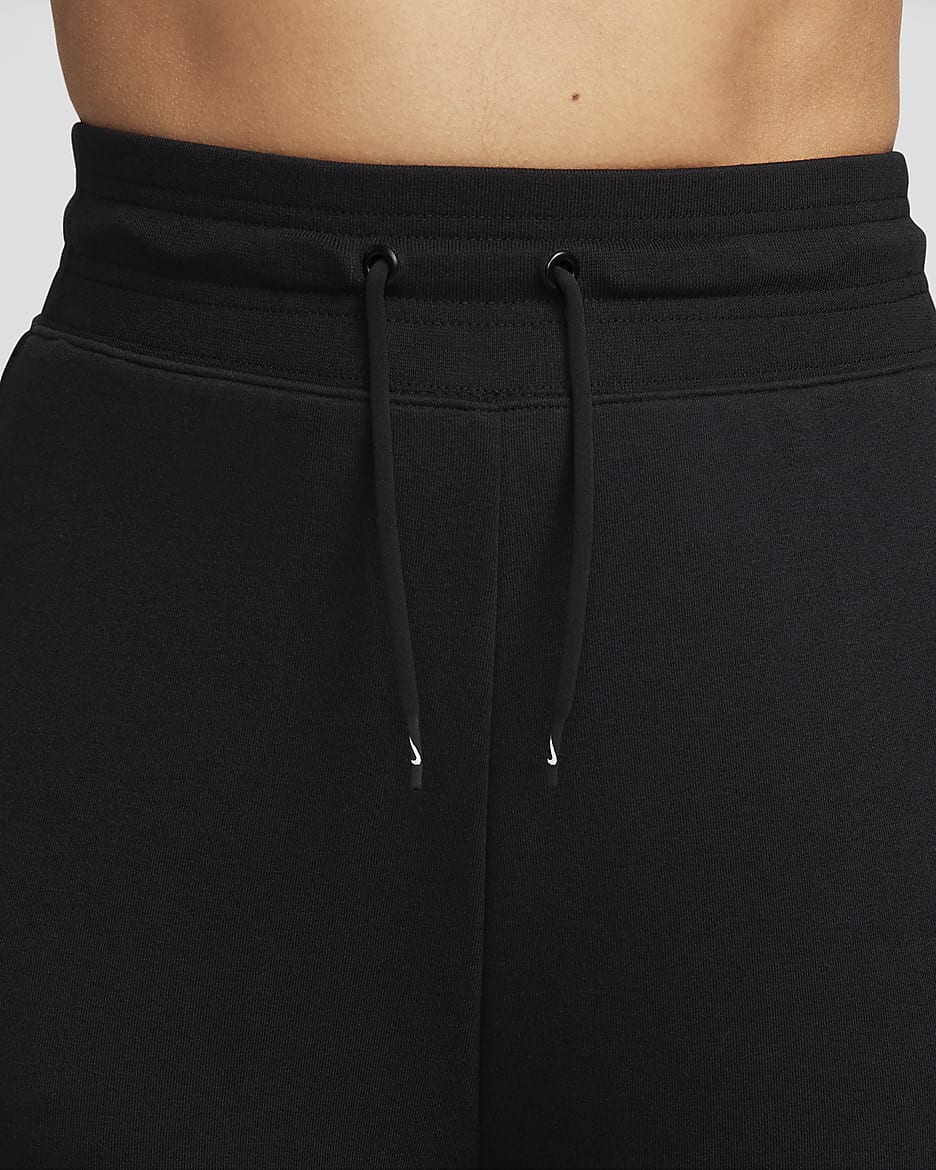 Joggers de French Terry de cintura alta de 7/8 para mujer Nike Dri-FIT One - Negro/Blanco