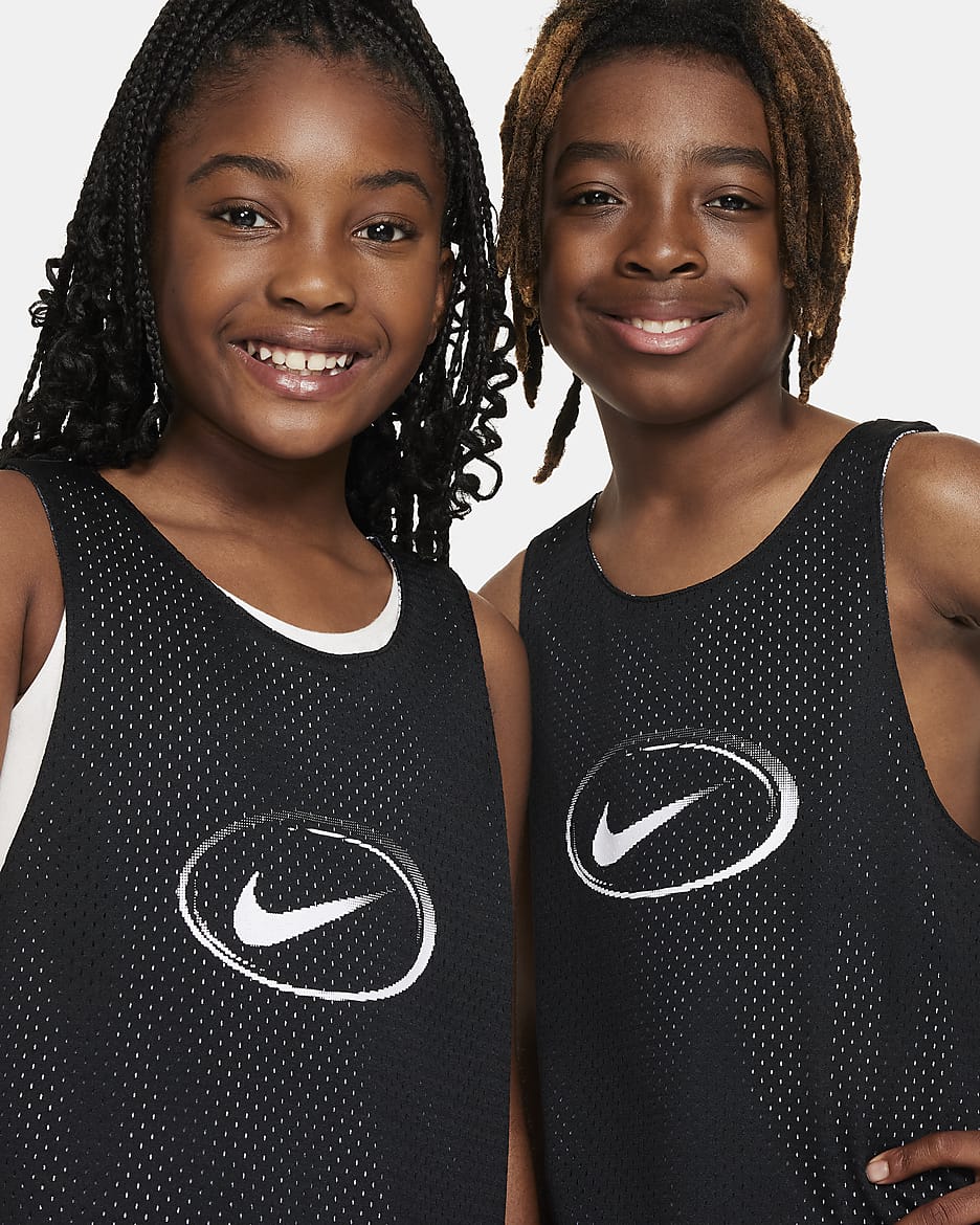 Jersey reversible para niños talla grande Nike Culture of Basketball - Negro/Negro/Blanco