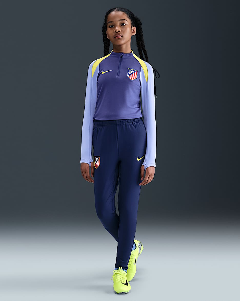 Pantalon de foot en maille Nike Dri-FIT Atlético Madrid Strike pour ado - Binary Blue/Vibrant Yellow/Vibrant Yellow