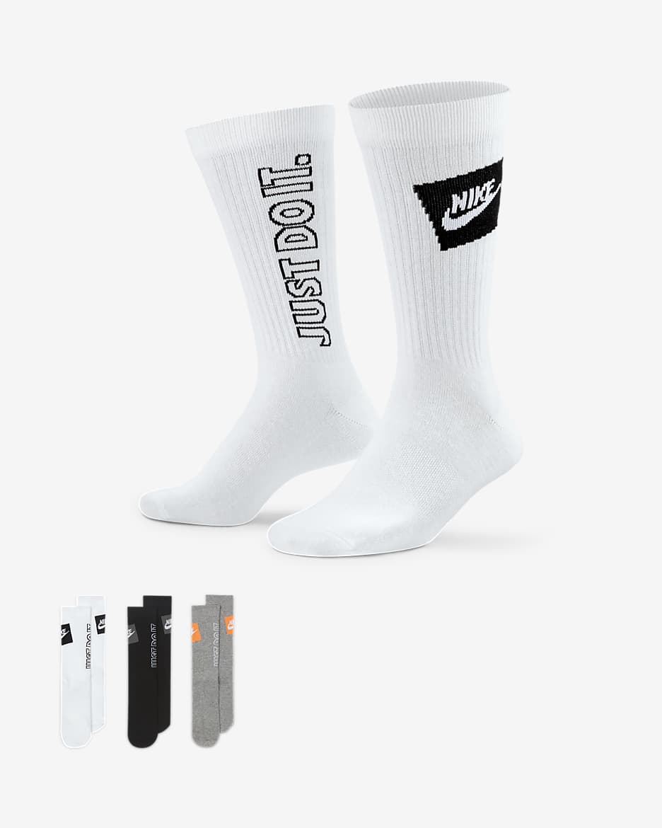 Nike Sportswear Everyday Essential Crew Socks (3 Pairs) - Multi-Colour