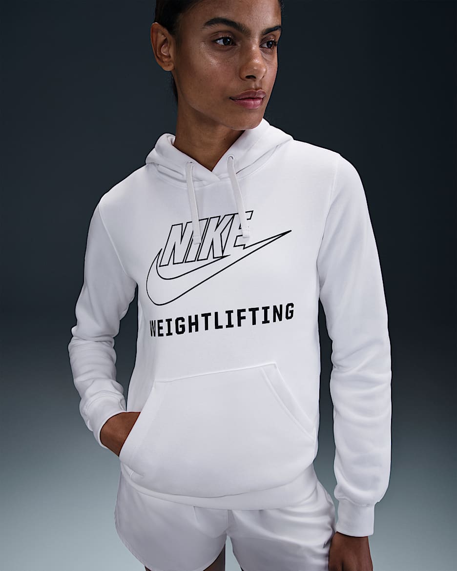 Sudadera con gorro sin cierre de halterofilia para mujer Nike - Blanco