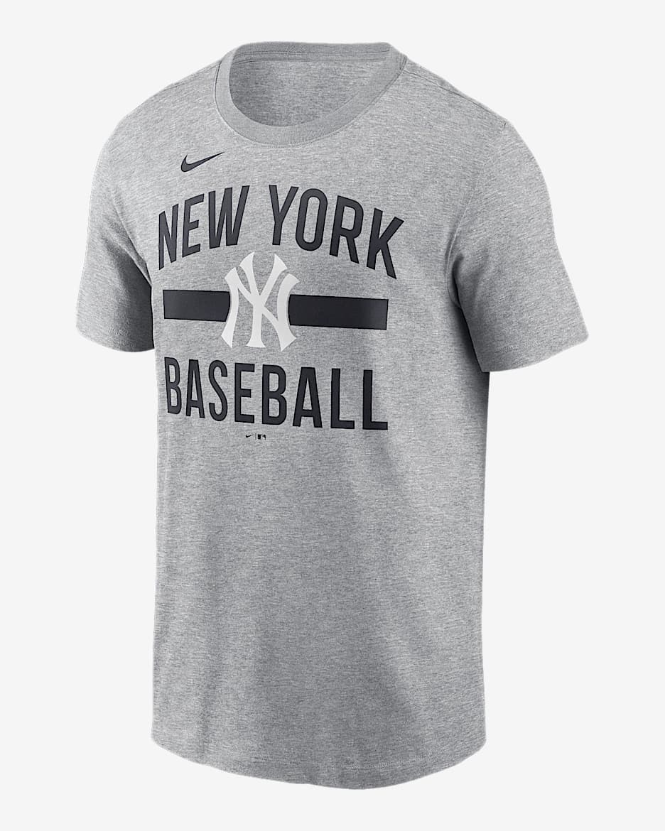 Playera Nike de la MLB para hombre New York Yankees Arched - Gris oscuro jaspeado