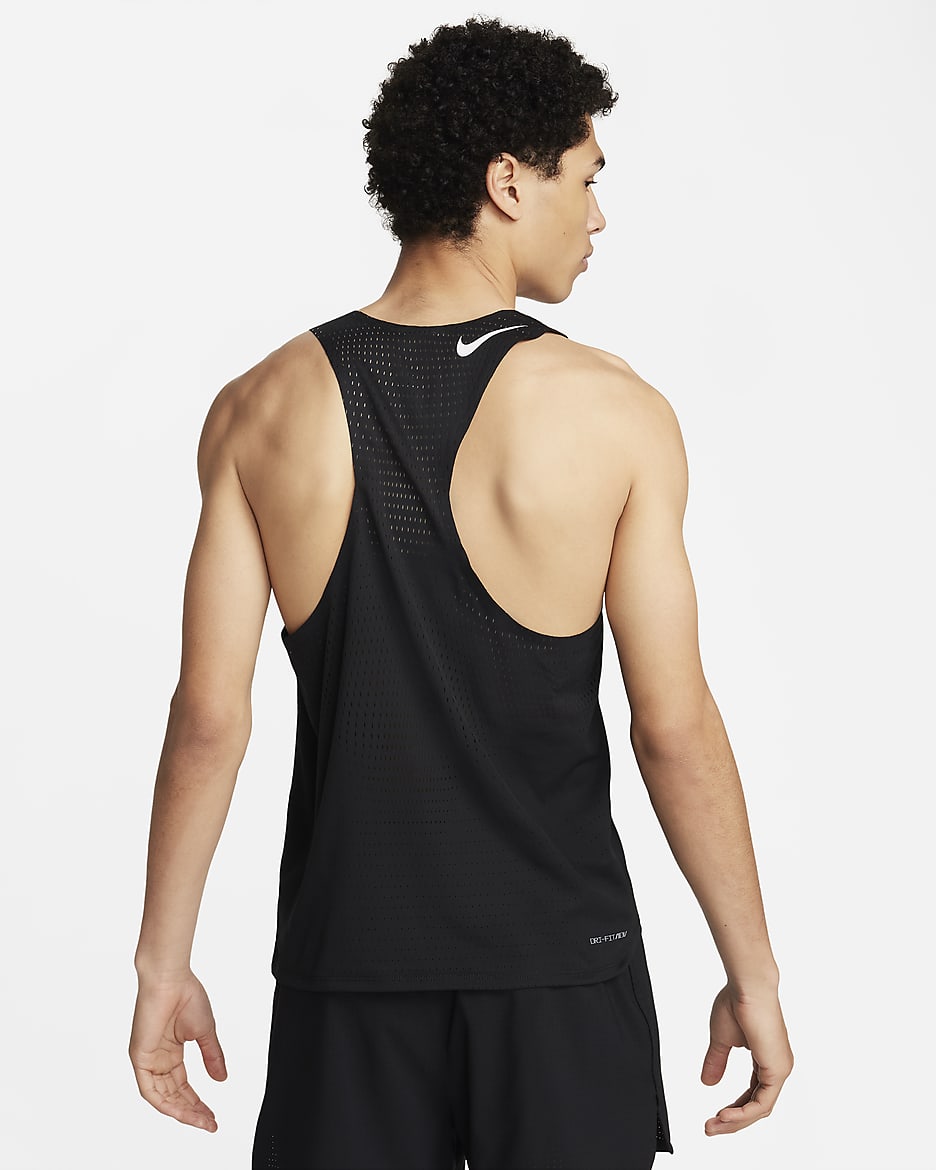 Nike AeroSwift Dri-FIT ADV hardloopsinglet voor heren - Zwart/Summit White