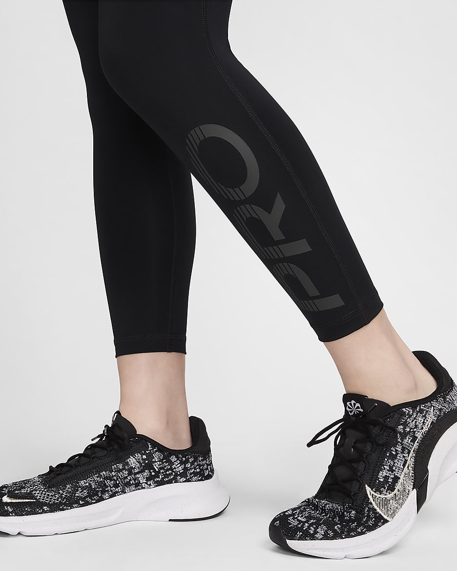 Nike Pro Women's Mid-Rise 7/8 Graphic Leggings - Black/Anthracite/White