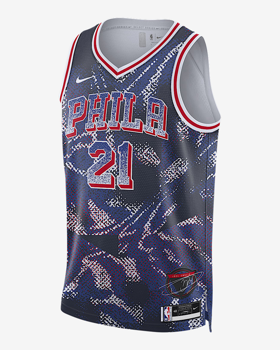 Jersey Nike Dri-FIT de la NBA Swingman para hombre Joel Embiid Philadelphia 76ers 2025/26 Select Series - Azul enérgico/Blanco